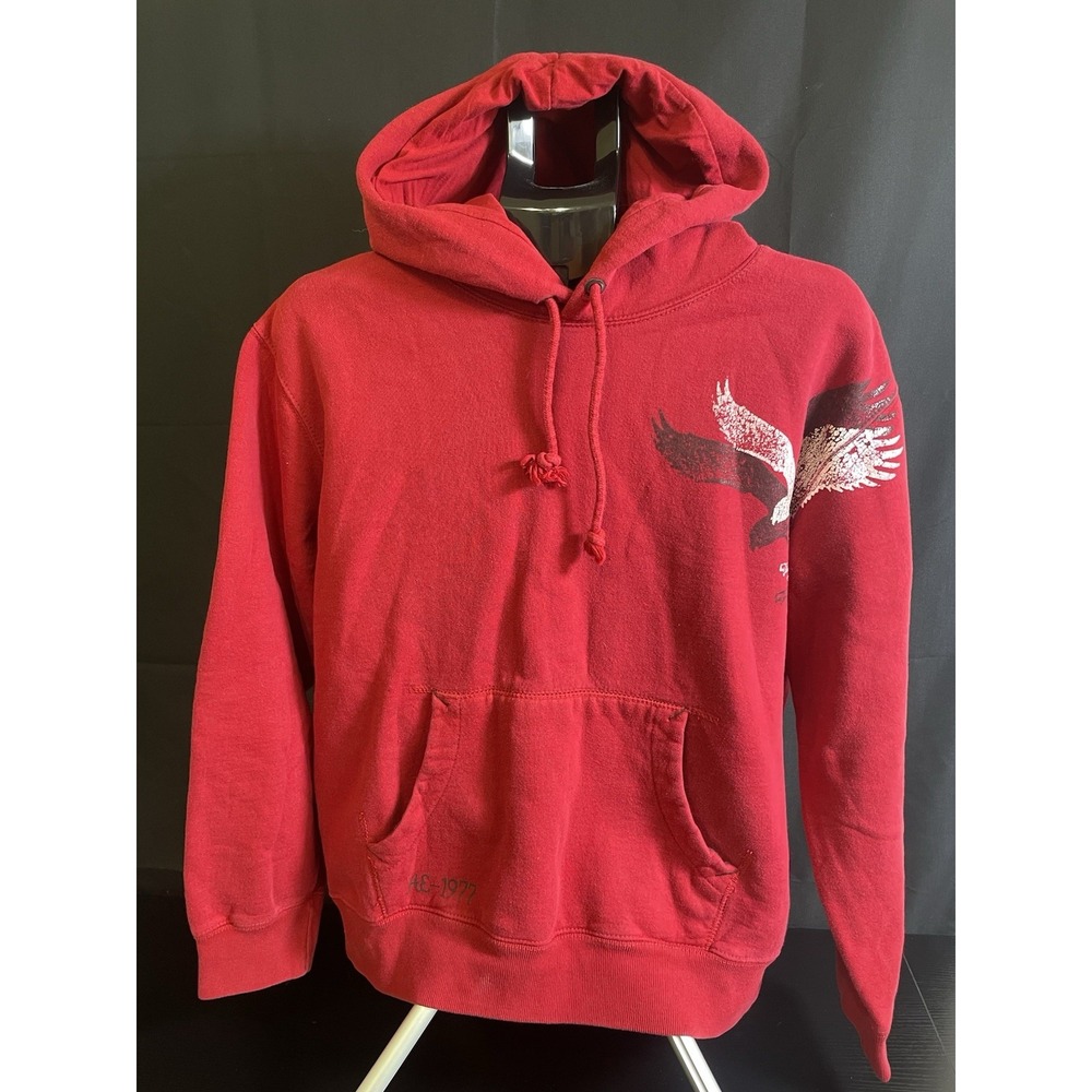 American Eagle Red Hoodie Mens L Graphic Eagle Pullover Sweatshirt